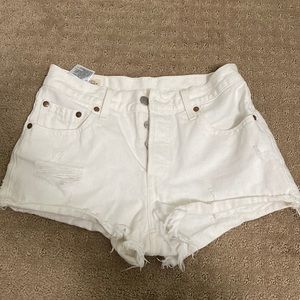 White Levi Jean Shorts